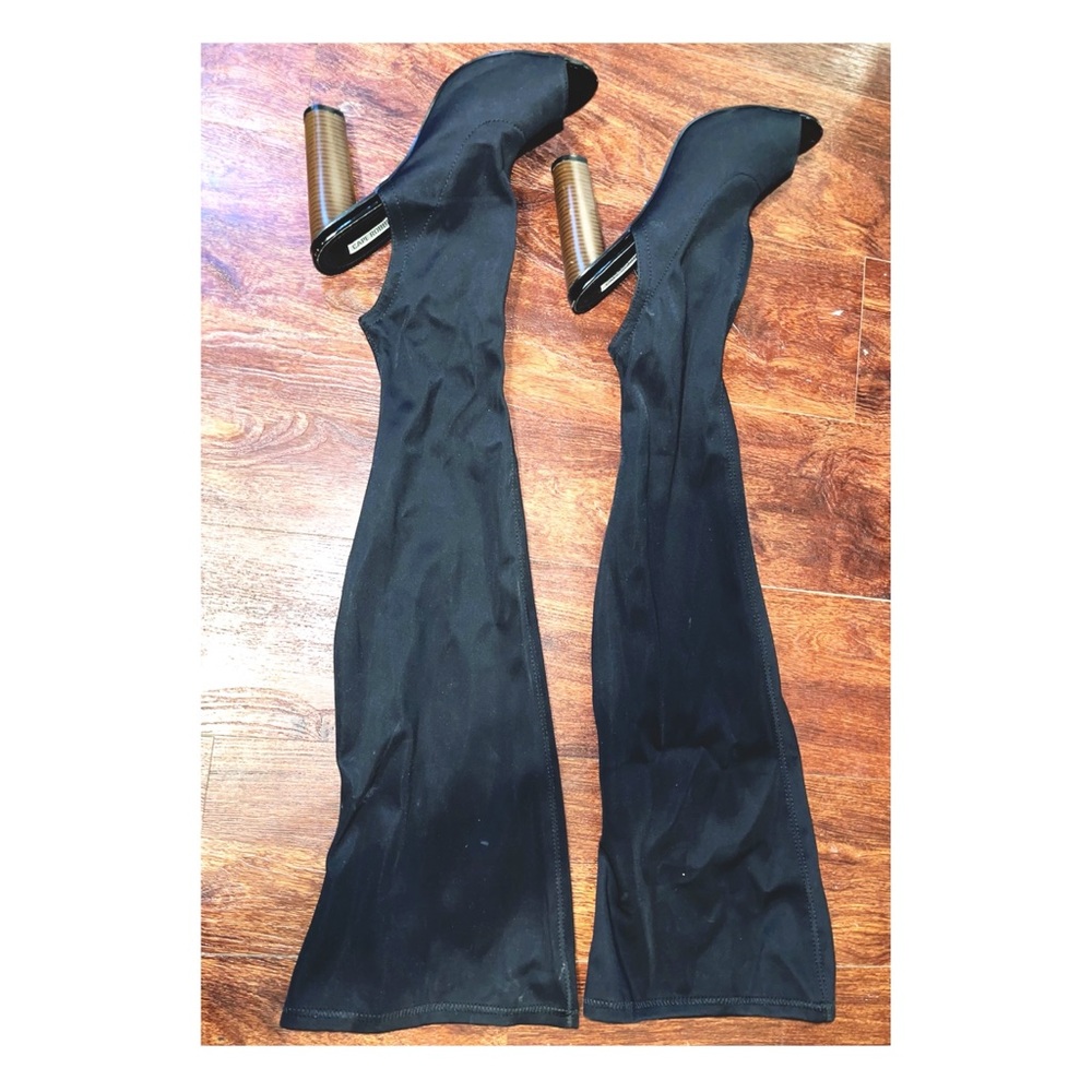 Thigh high booties black